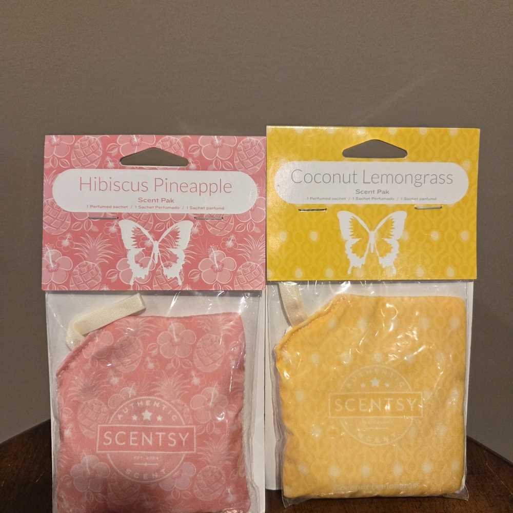 Scentsy Pink Hibiscus Pineapple and Yellow Coconut Lemongrass Scent Paks